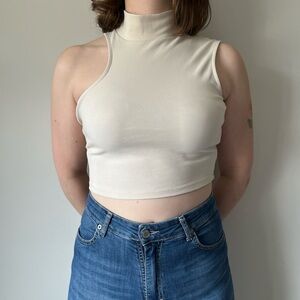 OAK + FORT Mock Neck Crop Top, Size M